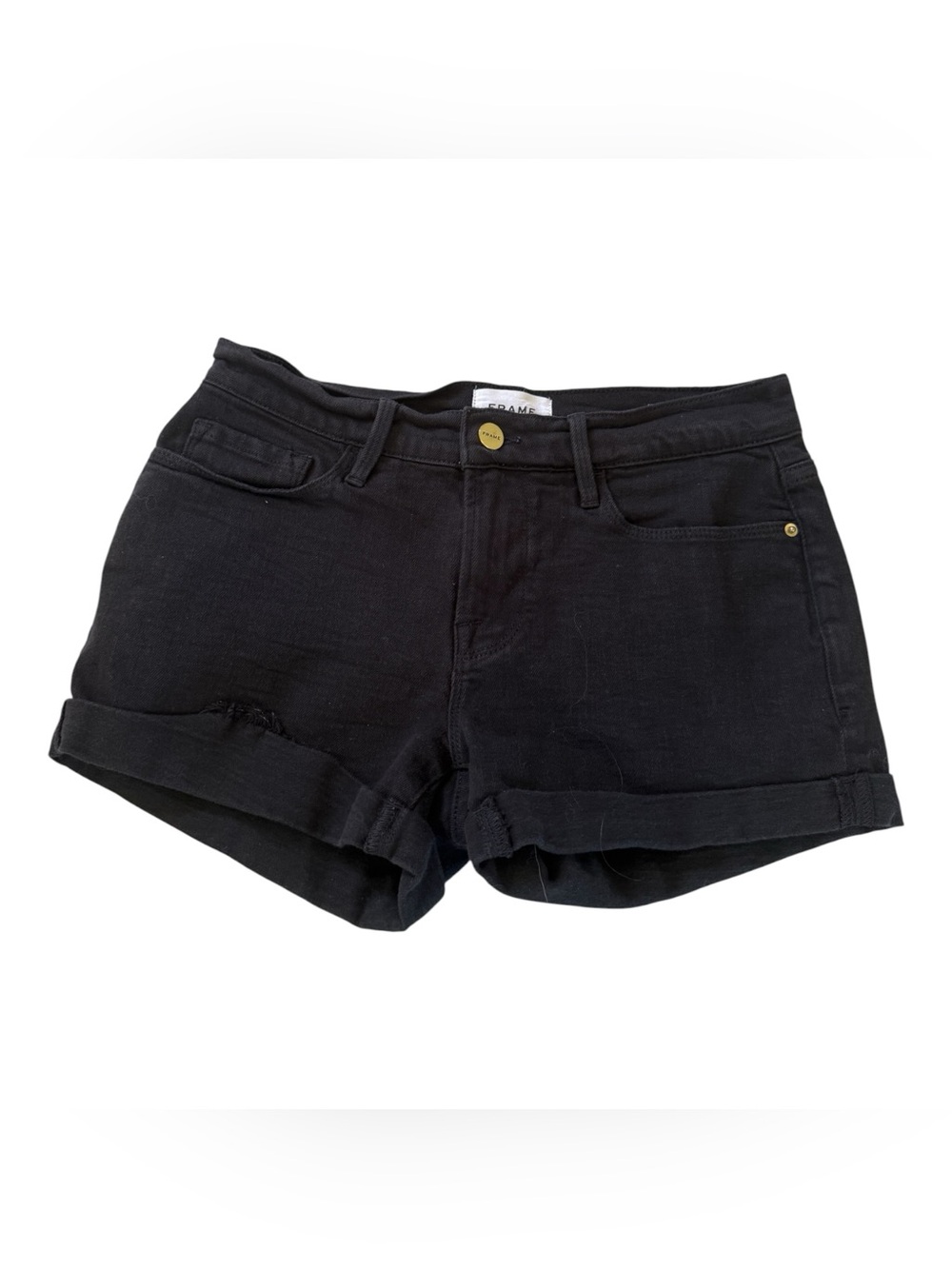 FRAME Denim Le Cutoff Shorts in Black Wash Sz 25
